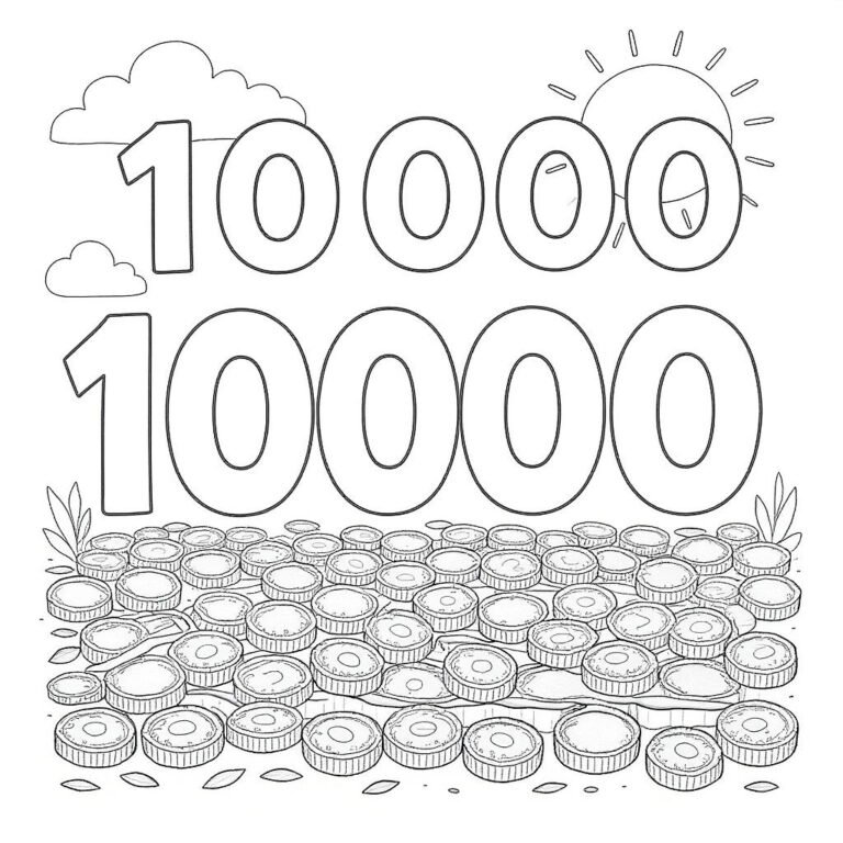 This coloring page features the number 10,000 written twice.