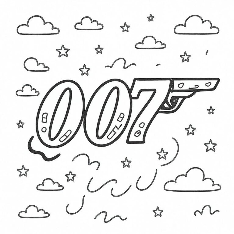 This coloring page features the 007 logo.