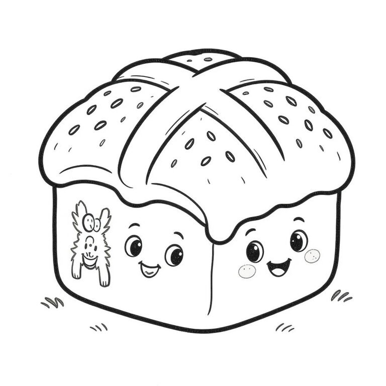 This coloring page features a hot cross buns.