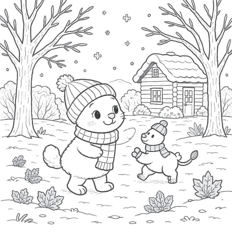 This coloring page features a teddy with a toy.