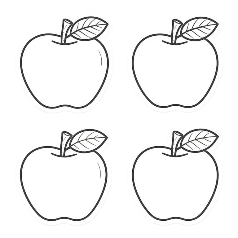 This coloring page features 4 healthy apples.