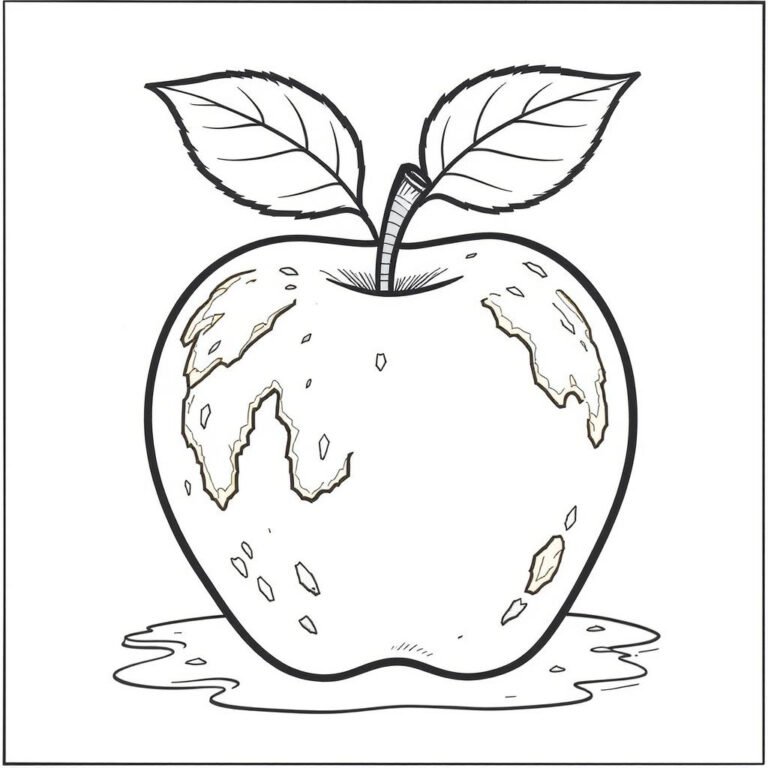 This coloring page features a spoiled apple.