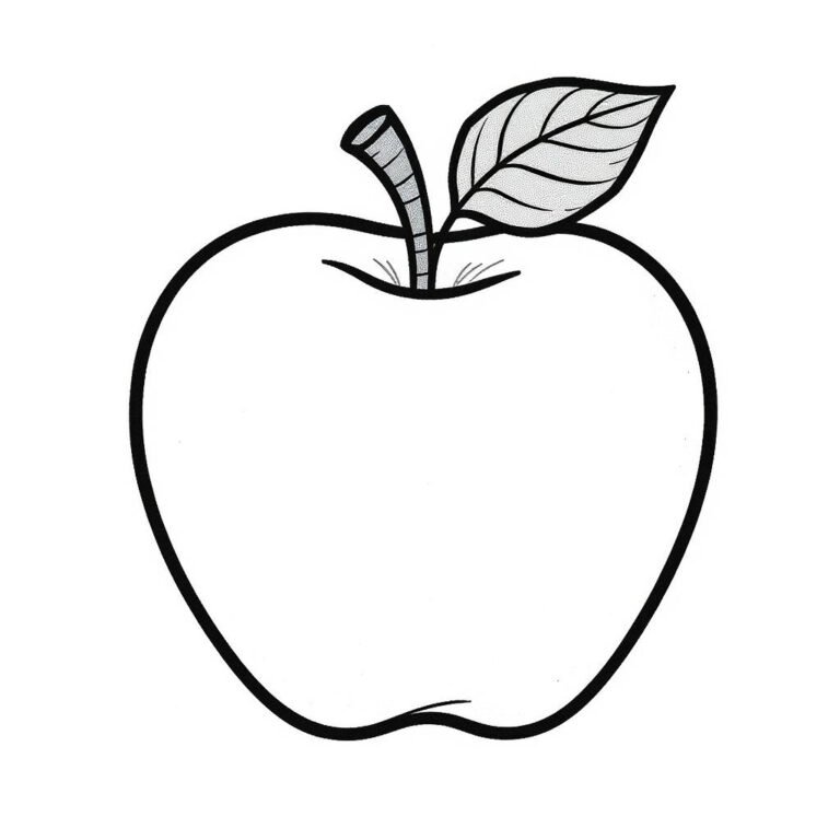 This coloring page features a big apple.