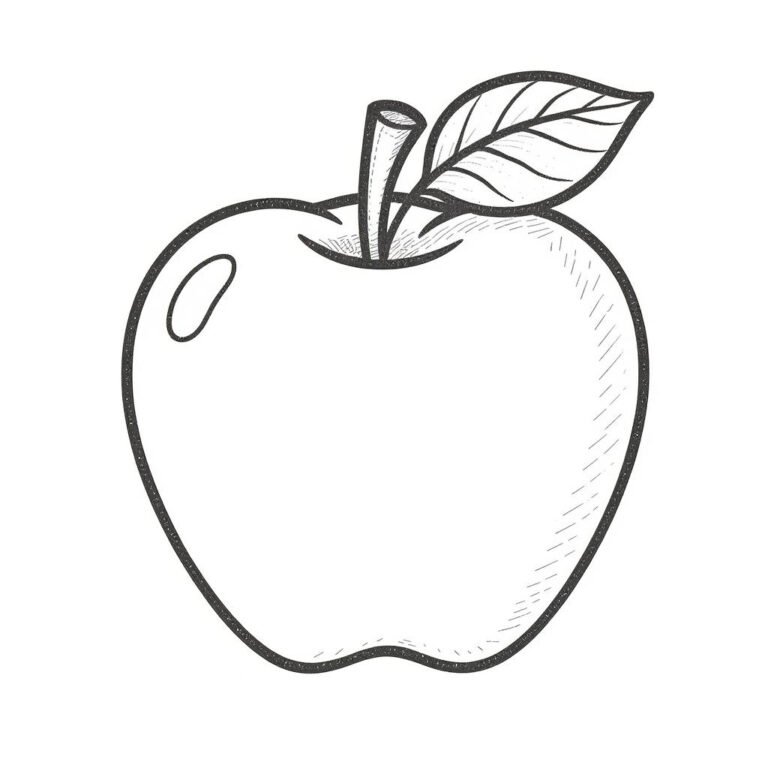 This coloring page features one big fresh apple.